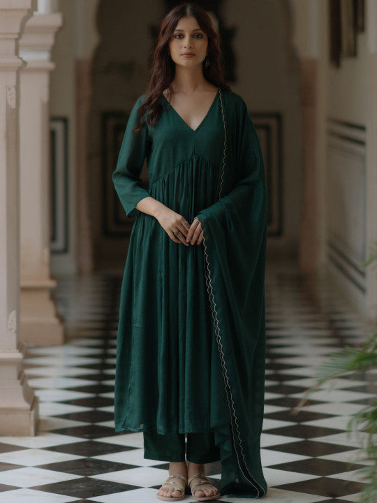 Anayna Women High Slit Kurta with Trousers & With Dupatta