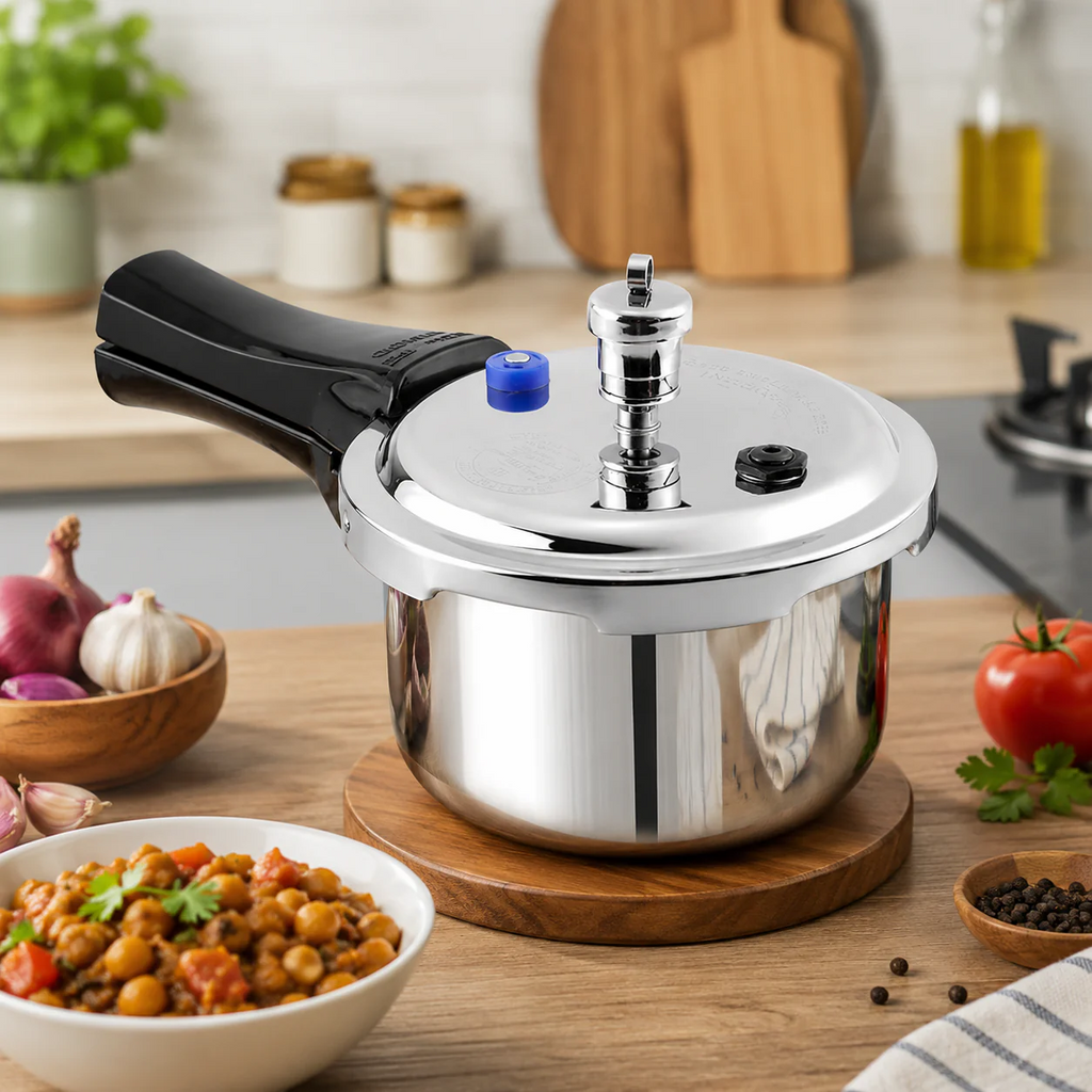 Vinod Platinum Triply Stainless Steel Pressure Cooker Induction Gas