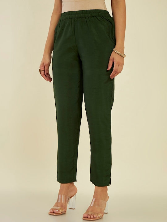 Soch Green Embroidered Zari Kurta with Trousers & Dupatta
