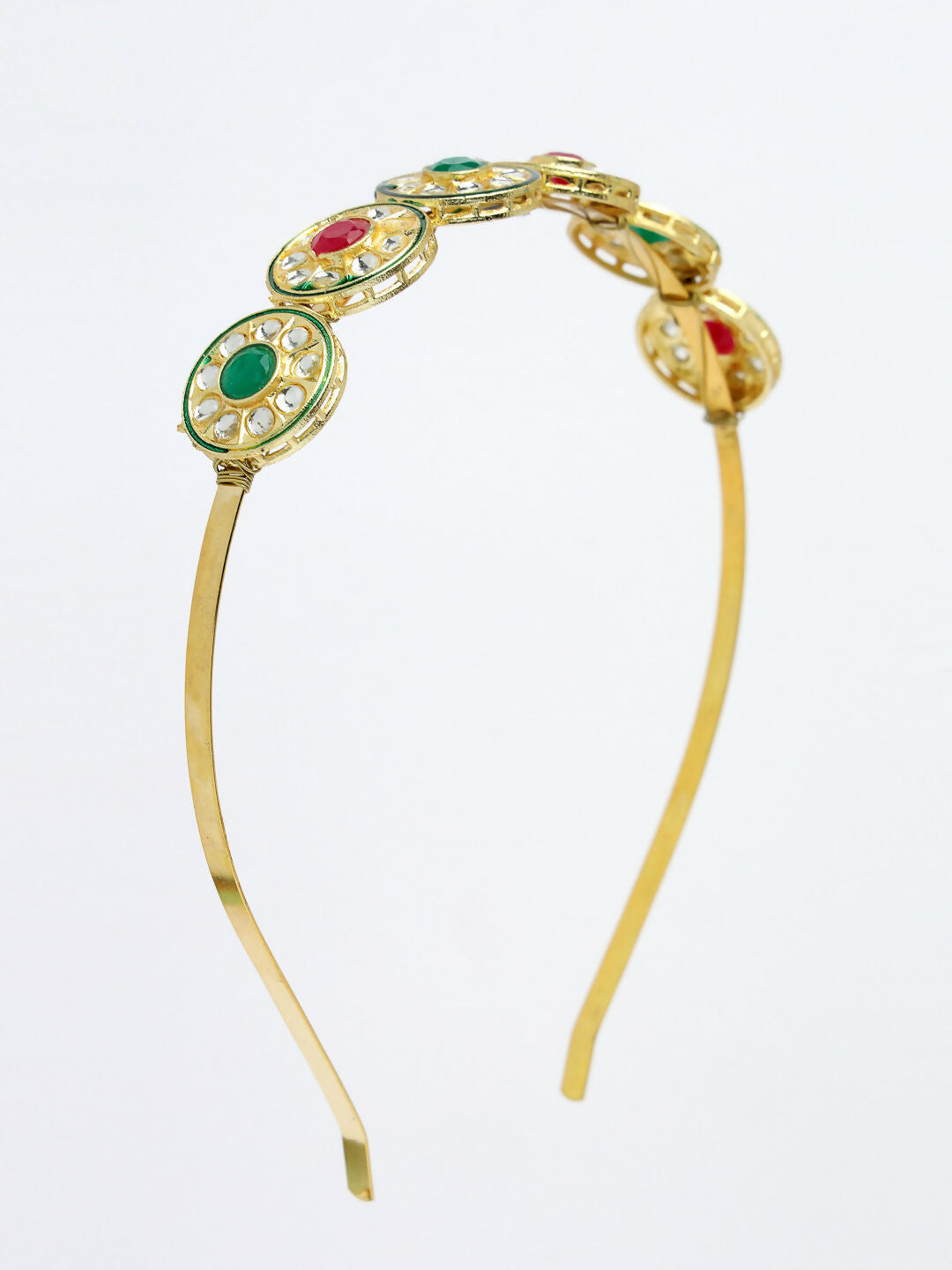 NVR Women's Multi colour Kundan Gold-Polished Embellished Hairband
