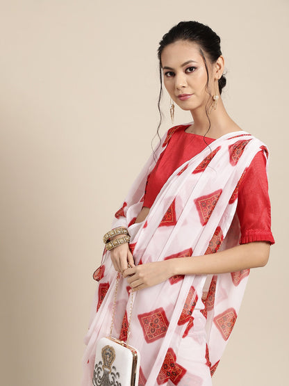 Saree Mall Bandhani Poly Chiffon Saree