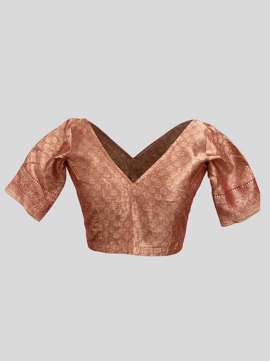 Janasya Red & Gold-Toned Ethnic Motifs Woven Design Zari Organza Kanjeevaram Saree