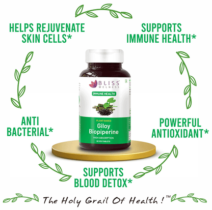 Bliss Welness Immune Health Giloy Biopiperine Veg Tablet