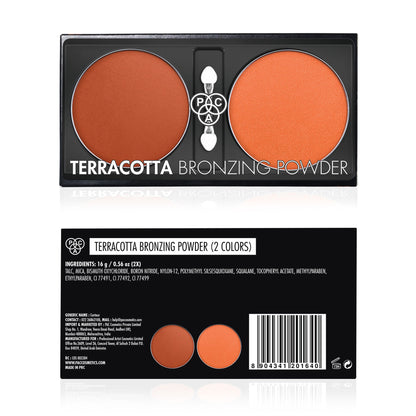 PAC Studio Terracotta Bronzing Powder - Luminous Matte Contour Shades, Sheer Natural Looking Coverage