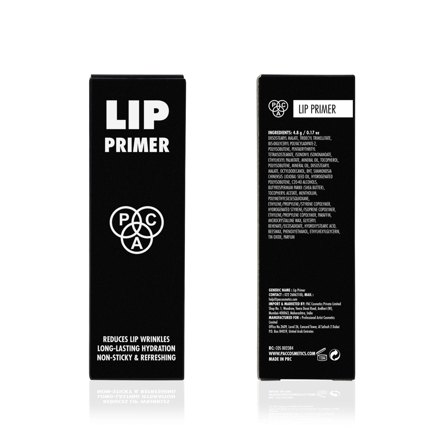 PAC Studio Lip Primer - Infused with Jojoba Oil, Hydrates & Locks Moisture, Prevents Fading, Transparent