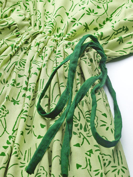 Anayna Women Green Printed A-Line Nursing Dress