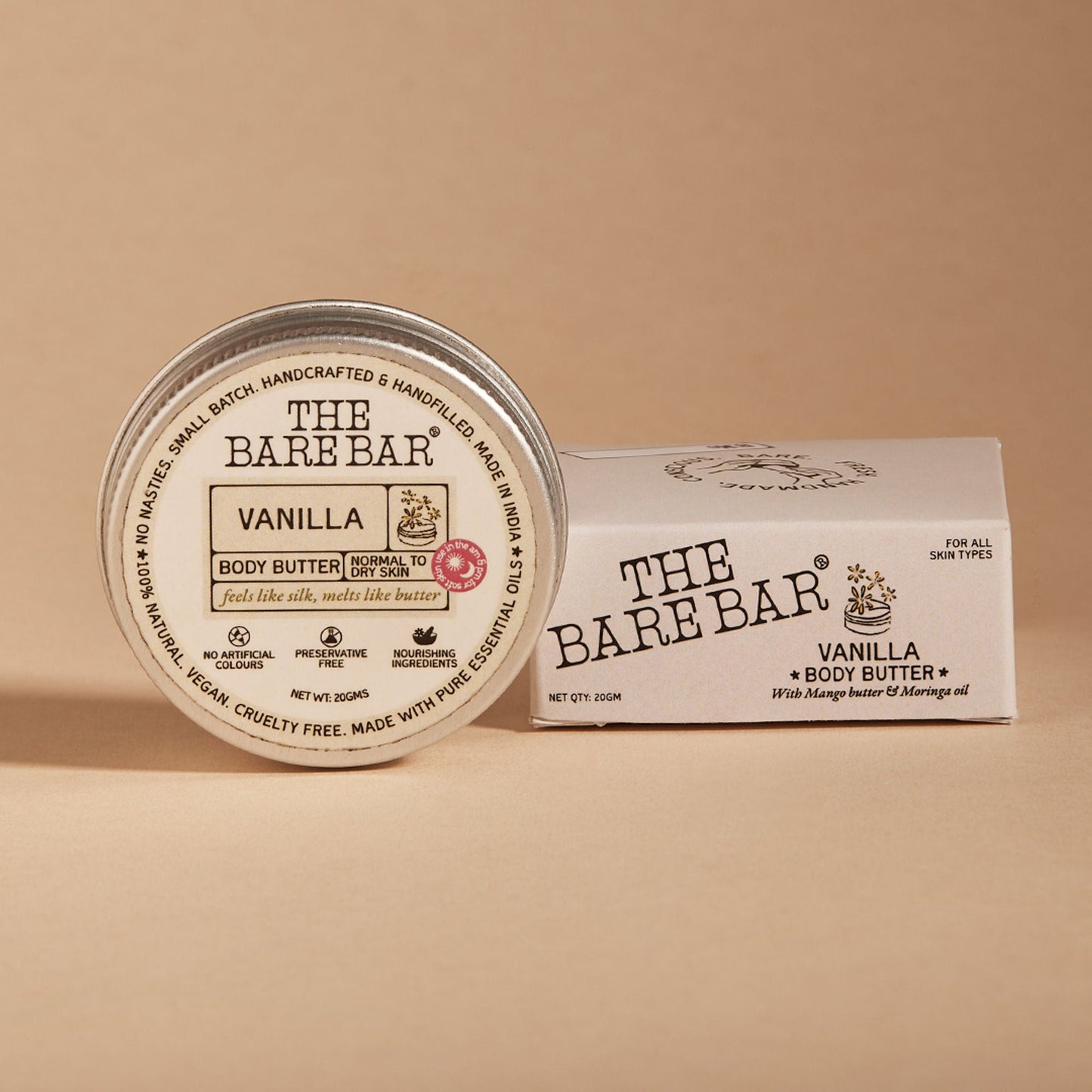 The Bare Bar Vanilla Body Butter - Deeply Moisturizing Vanilla Cream With Natural Butters