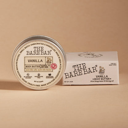 The Bare Bar Vanilla Body Butter - Deeply Moisturizing Vanilla Cream With Natural Butters