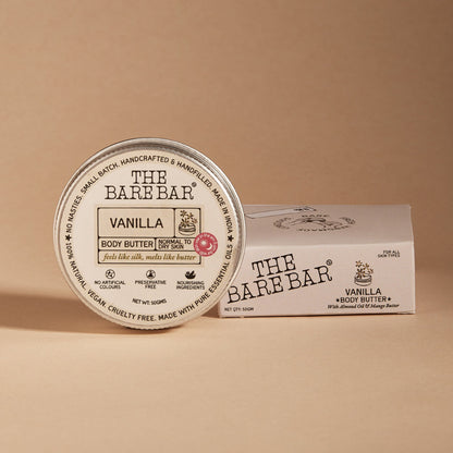 The Bare Bar Vanilla Body Butter - Deeply Moisturizing Vanilla Cream With Natural Butters
