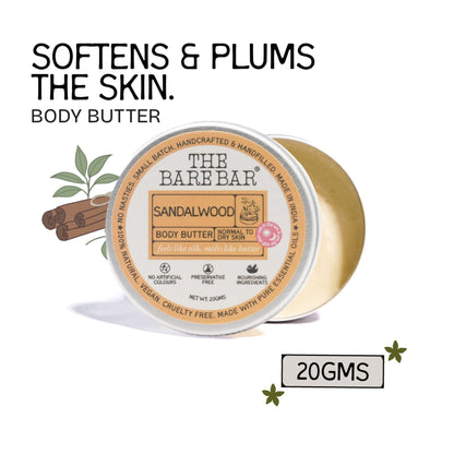 The Bare Bar Sandalwood Body Butter - Nourishing Woody Butter With Shea, Mango, Vit E