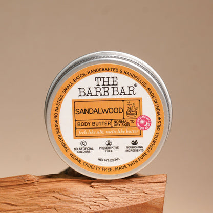 The Bare Bar Sandalwood Body Butter - Nourishing Woody Butter With Shea, Mango, Vit E