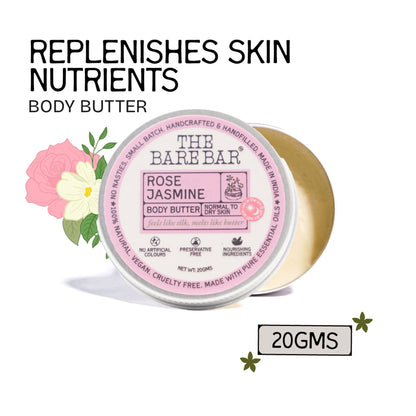 The Bare Bar Rose Jasmine Body Butter - Floral Butter Blend For Soft, Hydrated Skin