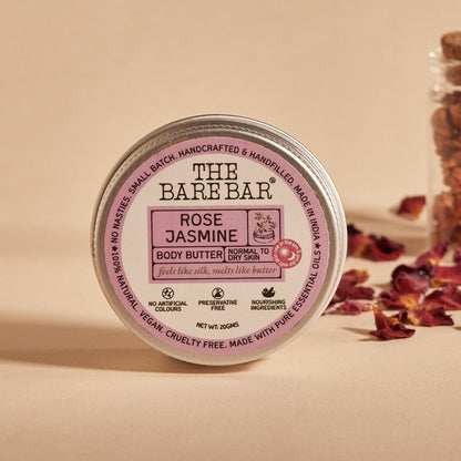 The Bare Bar Rose Jasmine Body Butter - Floral Butter Blend For Soft, Hydrated Skin