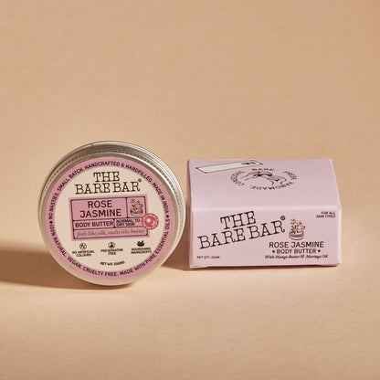 The Bare Bar Rose Jasmine Body Butter - Floral Butter Blend For Soft, Hydrated Skin