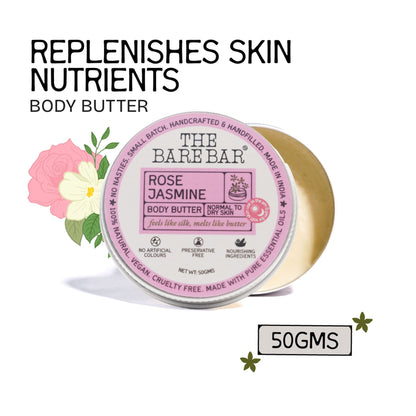 The Bare Bar Rose Jasmine Body Butter - Floral Butter Blend For Soft, Hydrated Skin
