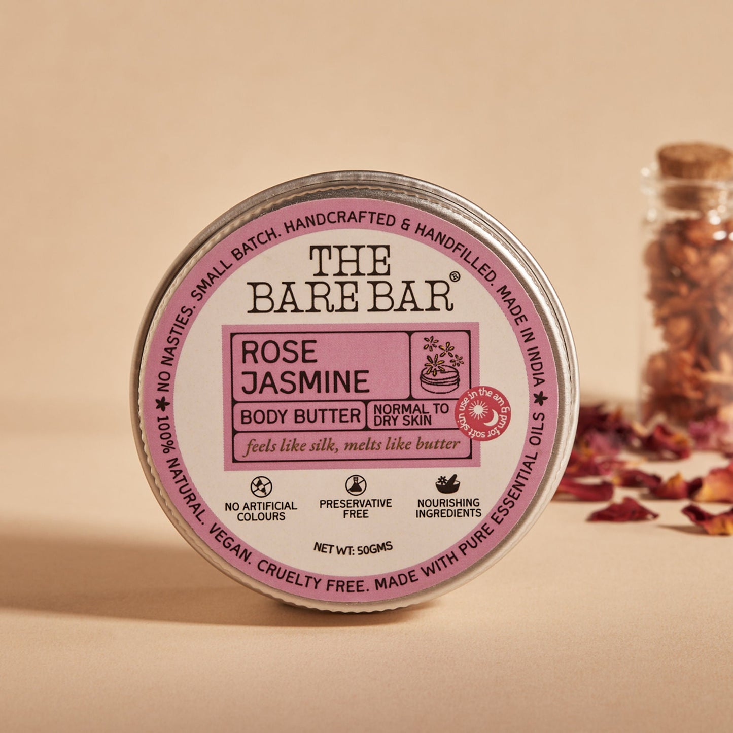 The Bare Bar Rose Jasmine Body Butter - Floral Butter Blend For Soft, Hydrated Skin