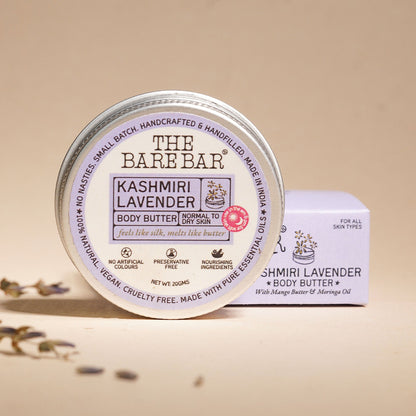 The Bare Bar Kashmiri Lavender Body Butter - Calming Body Cream With Shea And Mango Butters