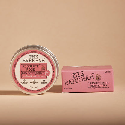 The Bare Bar Absolute Rose Body Butter - Rose-Scented Moisturizer With Clean, Rich Formula