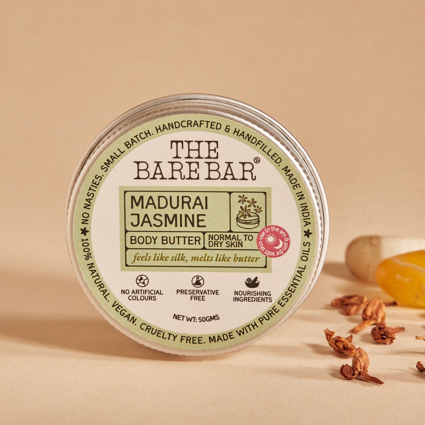 The Bare Bar Madurai Jasmine Body Butter - Floral Moisturizer For Smooth, Radiant Skin