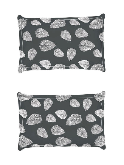 Story@home Arena Grey & White Floral Printed 180 TC Bedsheet & Pillow Covers