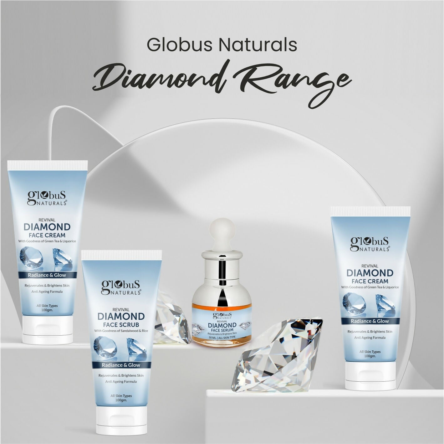 Globus Naturals Revival Diamond Shine Boosting & Anti Ageing Face Serum