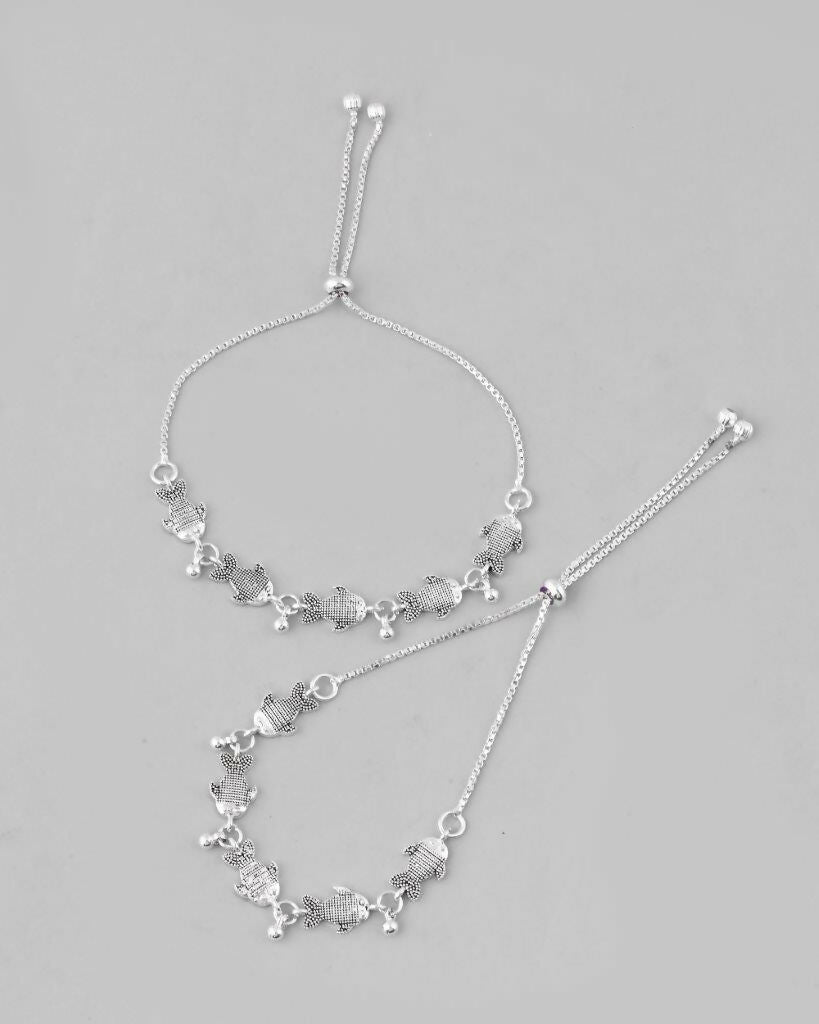 VOJ Set of 2 Traditional Fish Shapped Designer Anklet