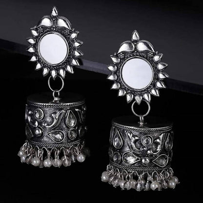 Mominos Fashion Oxidised Silver plated With Stone Earrings