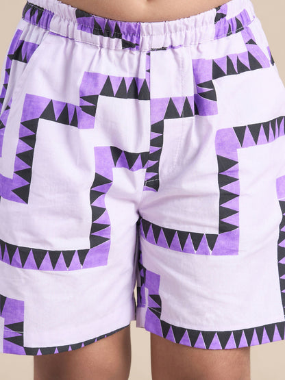 Snakes and Ladders Boys Purple Table Print Shirt and Boxer Set from Siblings Collection