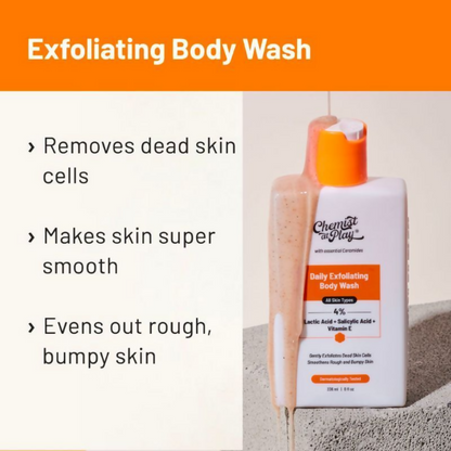 Chemist At Play Lactic Acid Exfoliating Body Wash & AHA Underarm Roll-On Combo
