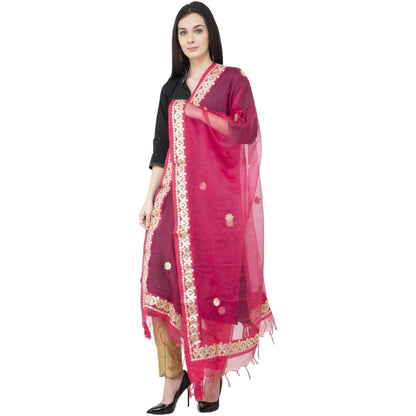 A R Silk Orgenza Gota Patti Fancy Dupatta Gajari Color Dupatta or Chunni