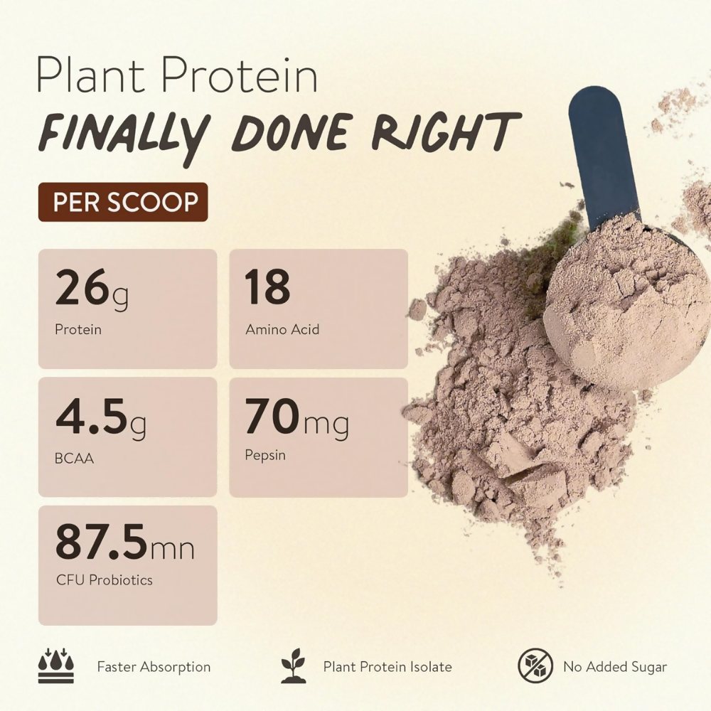 Happy Cultures 26g Tastiest Plant Protein| Chocolate, Almond Chunks & Ashwagandha