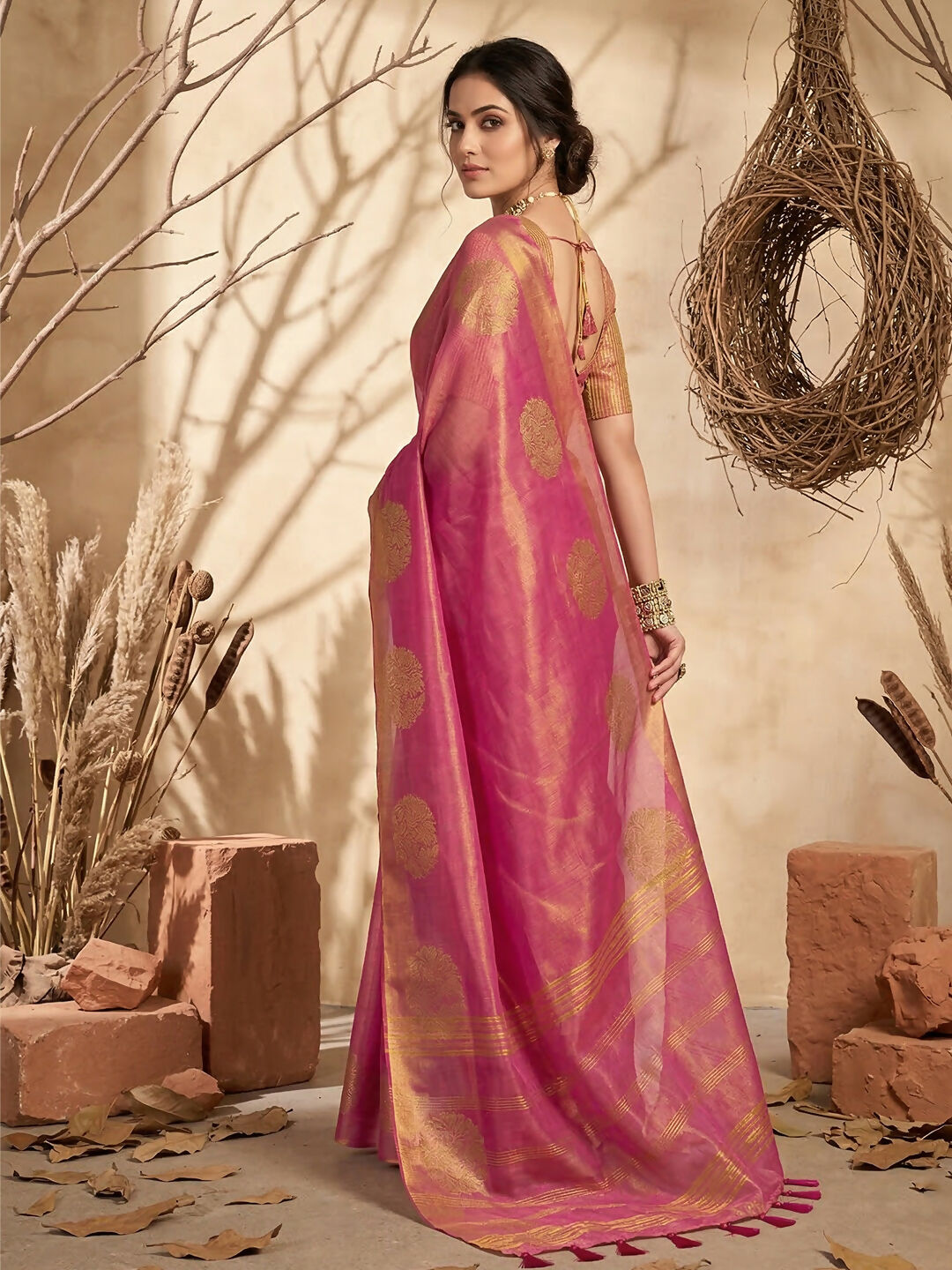 Shree Shyam Fashion Wine Tissue Silk Saree