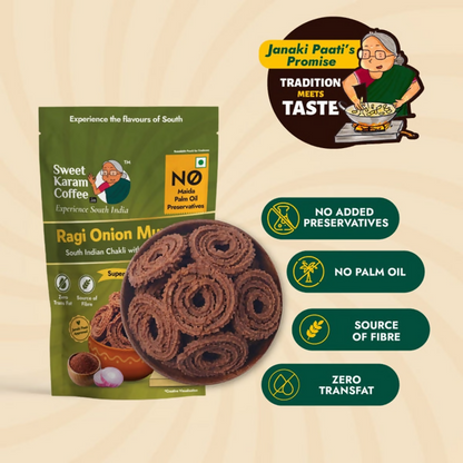 Sweet Karam Coffee Ragi Onion Murukku
