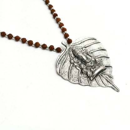 Mominos Fashion Johar Kamal Oxidised Silver-Plated Brass Finish Ganesha Long Necklace For Women