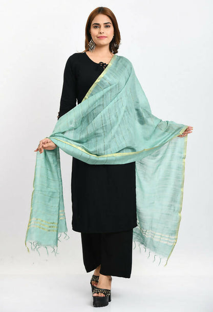 Mominos Fashion Moeza Women's Cotton Zari Box Pista Green Dupatta