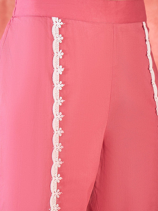 Sangria Chikankari Embroidered 100% Cotton Kurta & Dhoti Pants