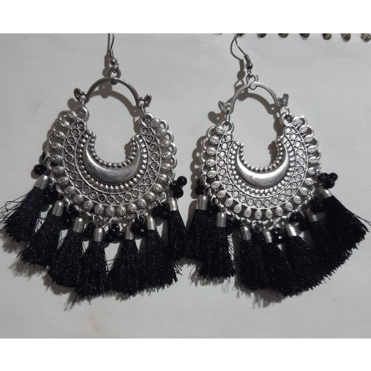 MS Fashion India Muskan Fancy Glass Pearl stone Black Thread Earrings