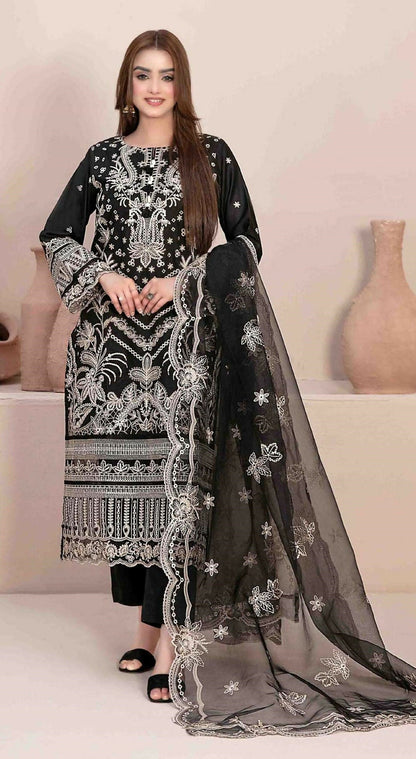 Anaita Black Faux Georgette Stitched Suit with Embroidery Work