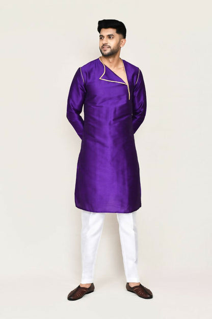 Joban Fashion Purple Colored Art Silk Fabric Kurta With Straight Fit Pant
