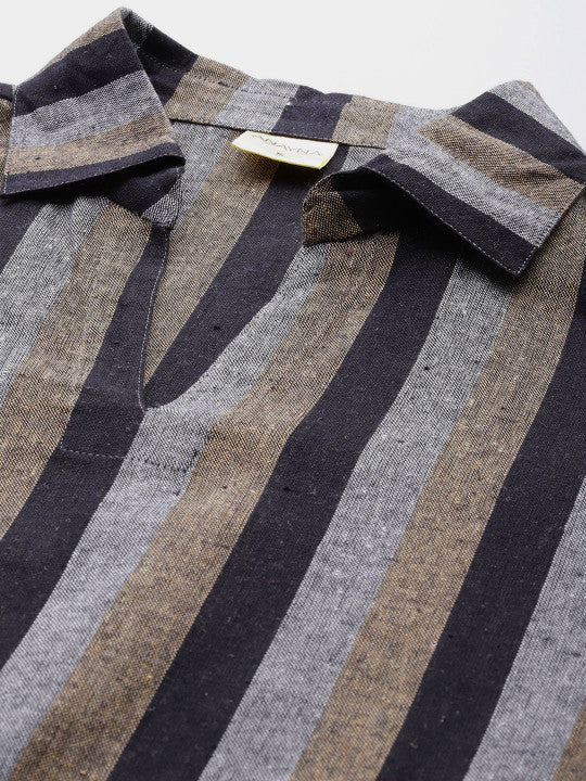 Anayna Striped Regular Pure Cotton Kurti with Trousers