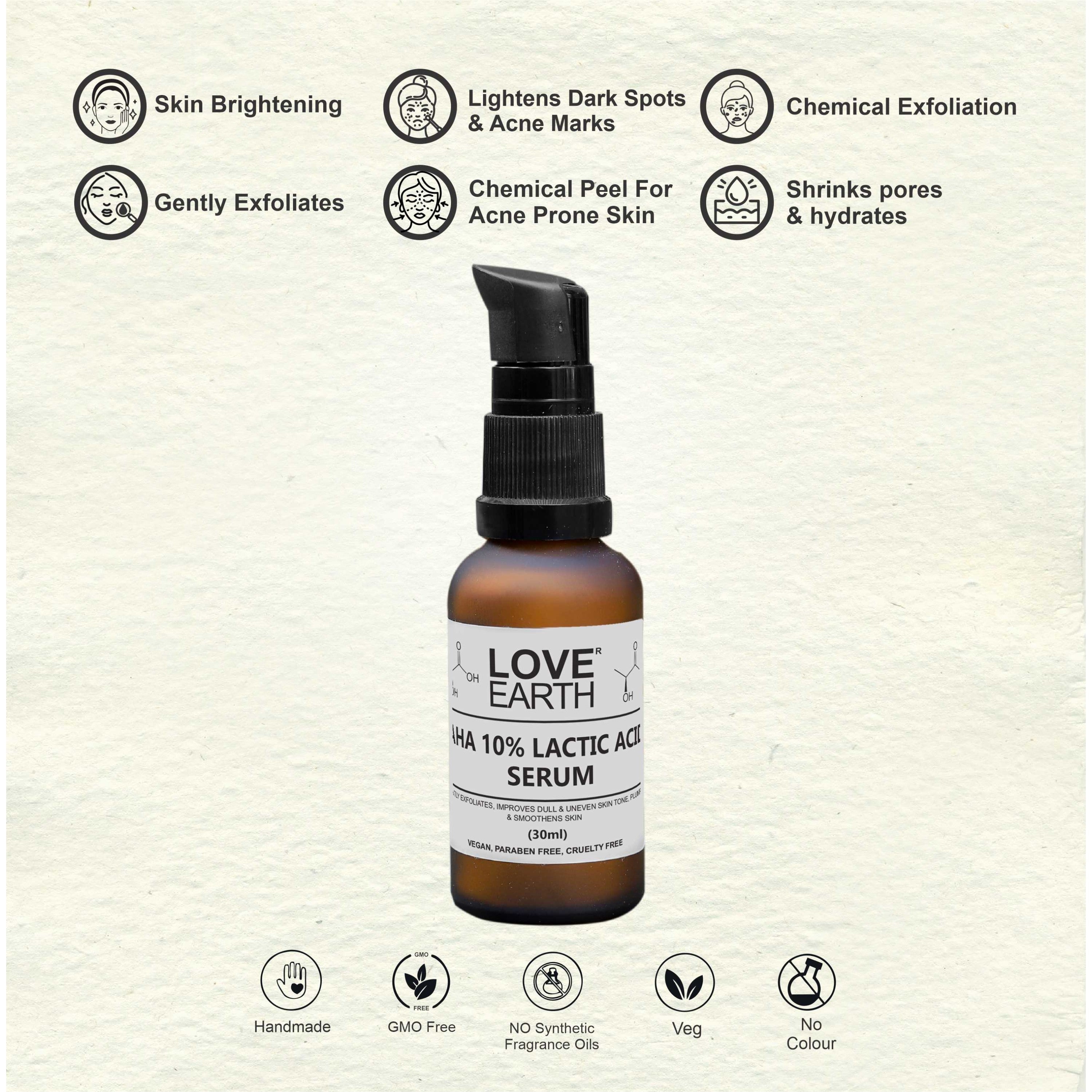 Love Earth AHA 10% Lactic Acid Serum - 30 ml