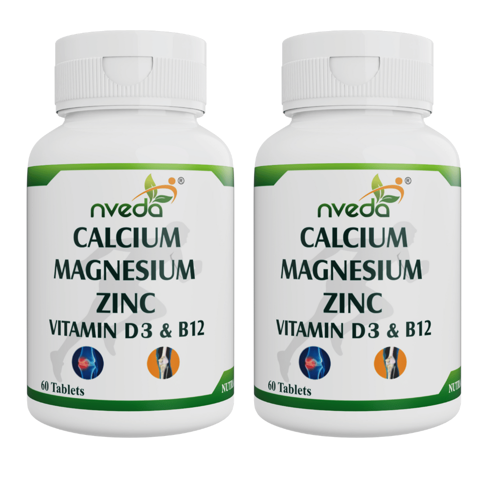 Nveda Calcium, Magnesium, Zinc, Vit D3 & Vit B 12 Tablets Pack of 2 - 120 Tablets