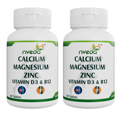 Nveda Calcium, Magnesium, Zinc, Vit D3 & Vit B 12 Tablets Pack of 2 - 120 Tablets