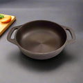 Zishta Handcrafted Cast Iron Flat Bottom Pan Kadai Pre-Seasoned Induction Friendly