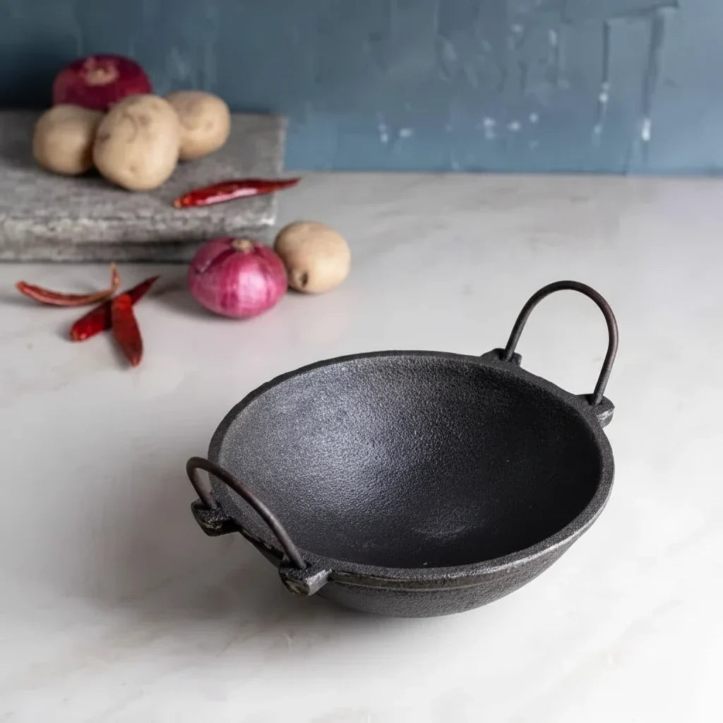 Zishta Cast Iron Kadai Pre-Seasoned Induction Friendly