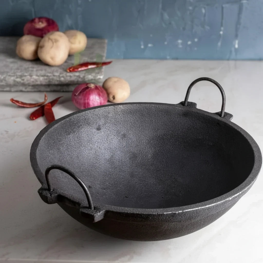 Zishta Cast Iron Kadai Pre-Seasoned Induction Friendly