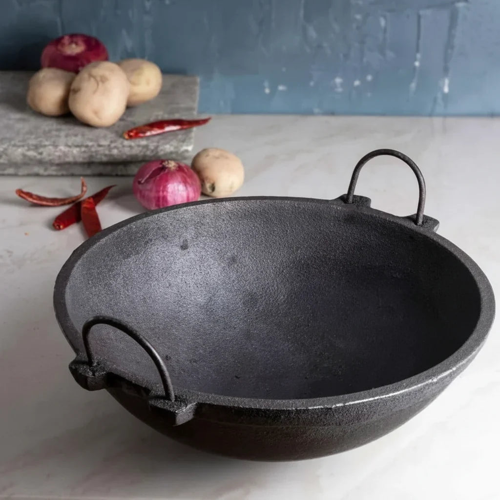Zishta Cast Iron Kadai Pre-Seasoned Induction Friendly