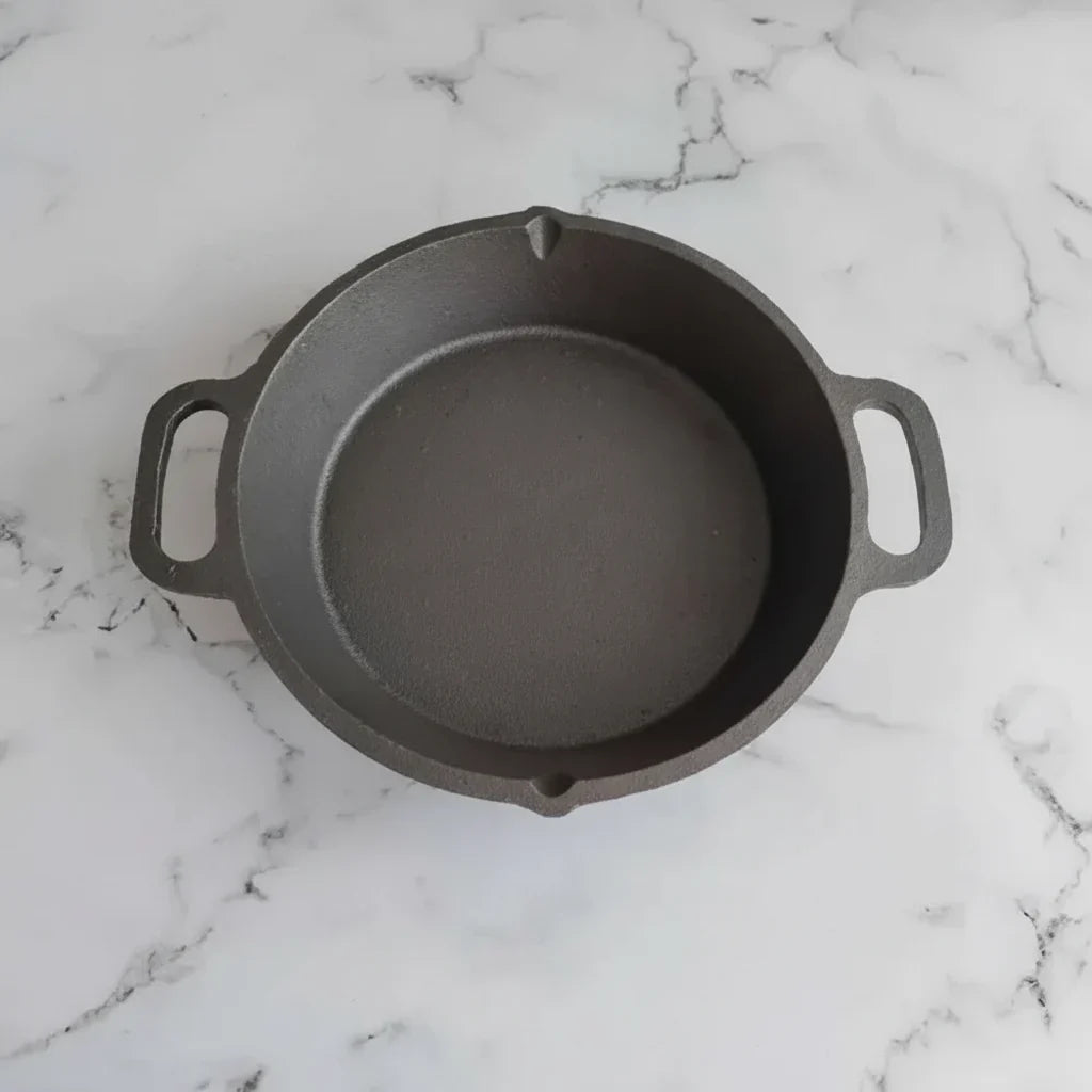 Zishta Cast Iron Loop Round Skillet Dual Handle Induction Friendly