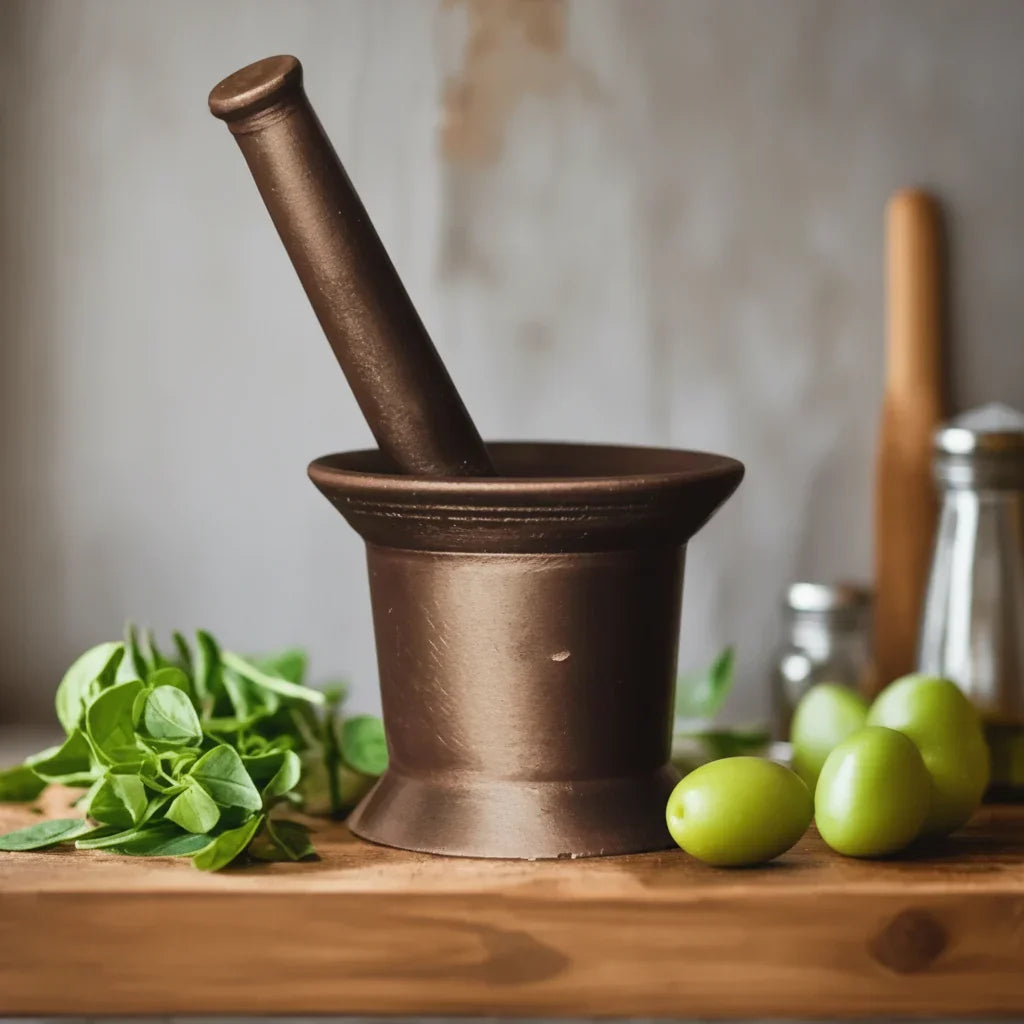 Zishta Cast Iron Mortar and Pestle Traditional Kitchen Accessory
