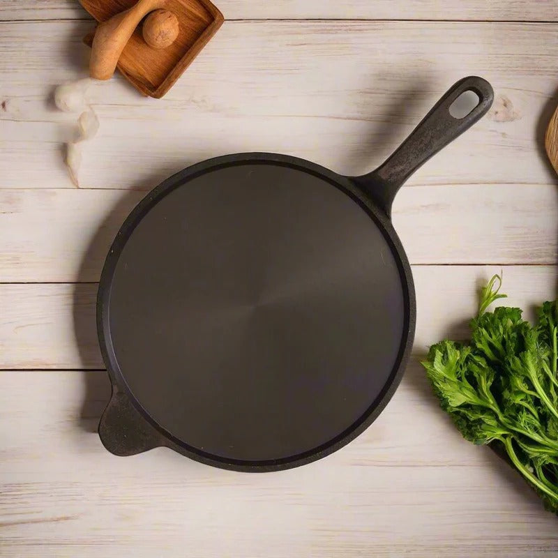 Zishta Cast Iron Tawa with Long Handle Induction Friendly